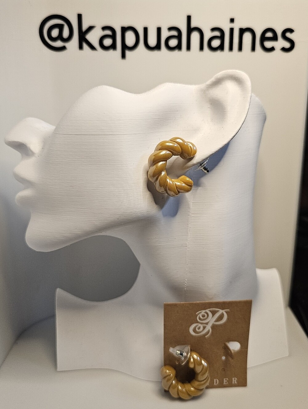 Plunder Twisted Hoop Earrings in Mustard Yellow